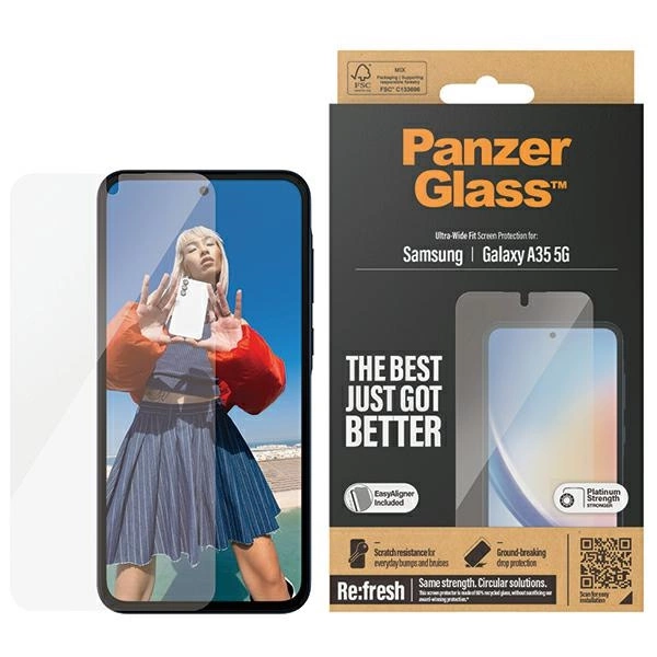 PanzerGlass Ultra-Wide Fit grūdintas stiklas su pozicionieriumi, skirtas Samsung Galaxy A35 5G