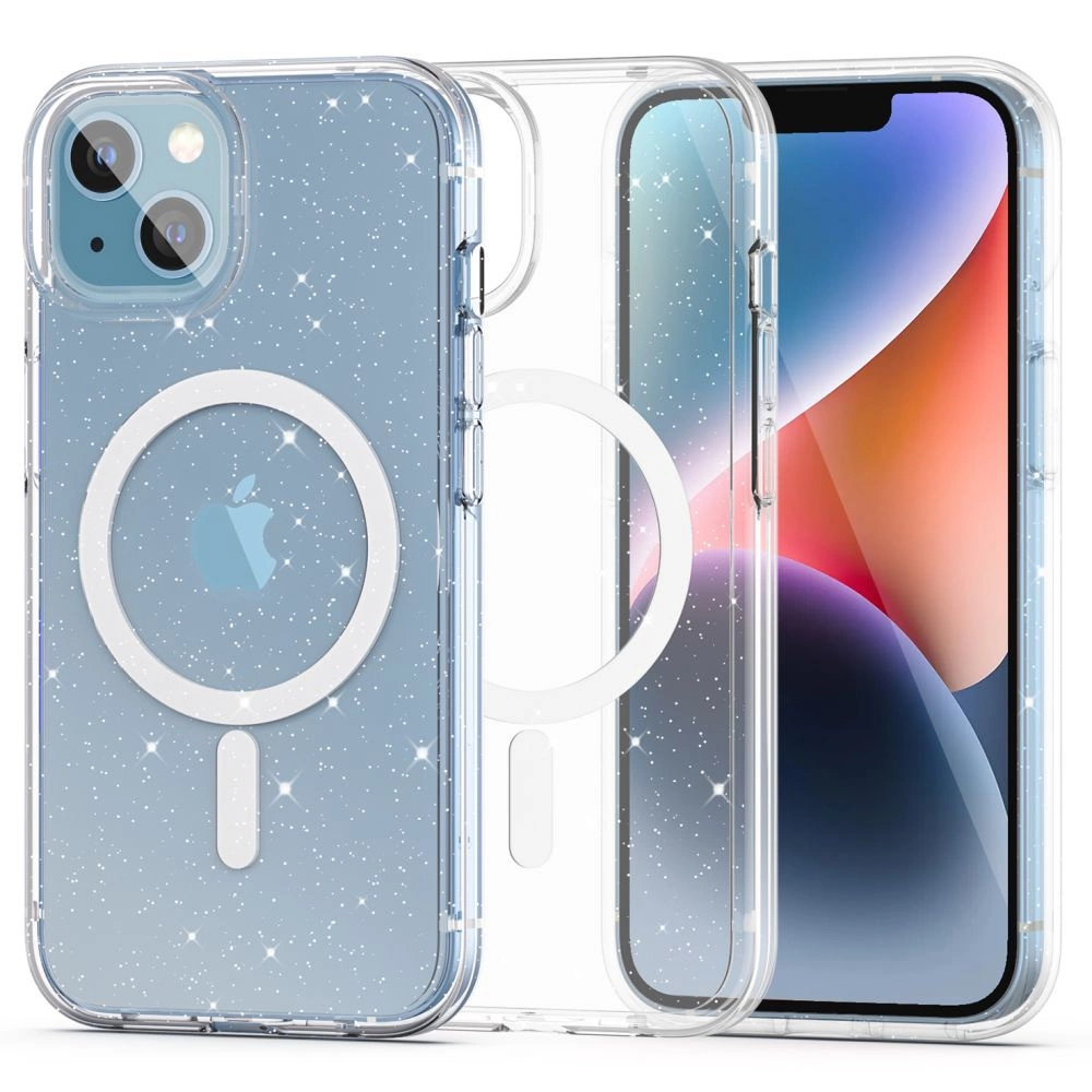 Tech-Protect FlexAir Hybrid MagSafe iPhone 13/14 dėklas - permatomas su blizgučiais