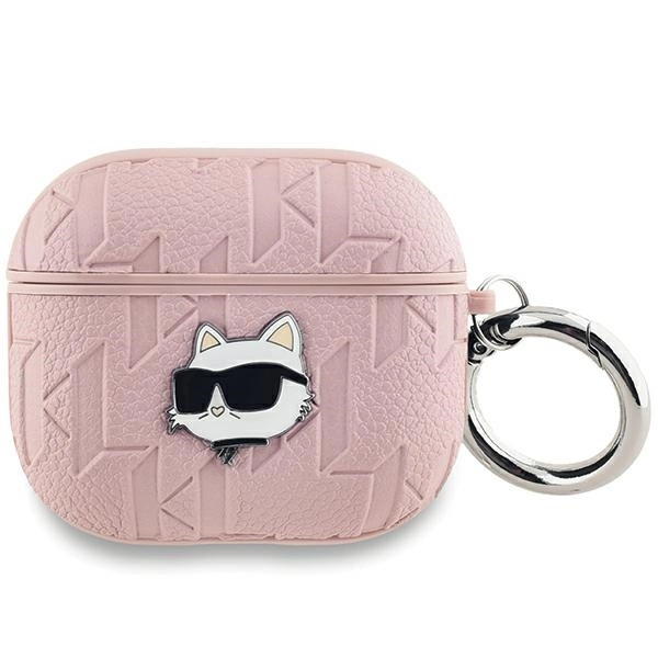 Karl Lagerfeld Monogram Choupette galvos dėklas AirPods 3 – rožinis
