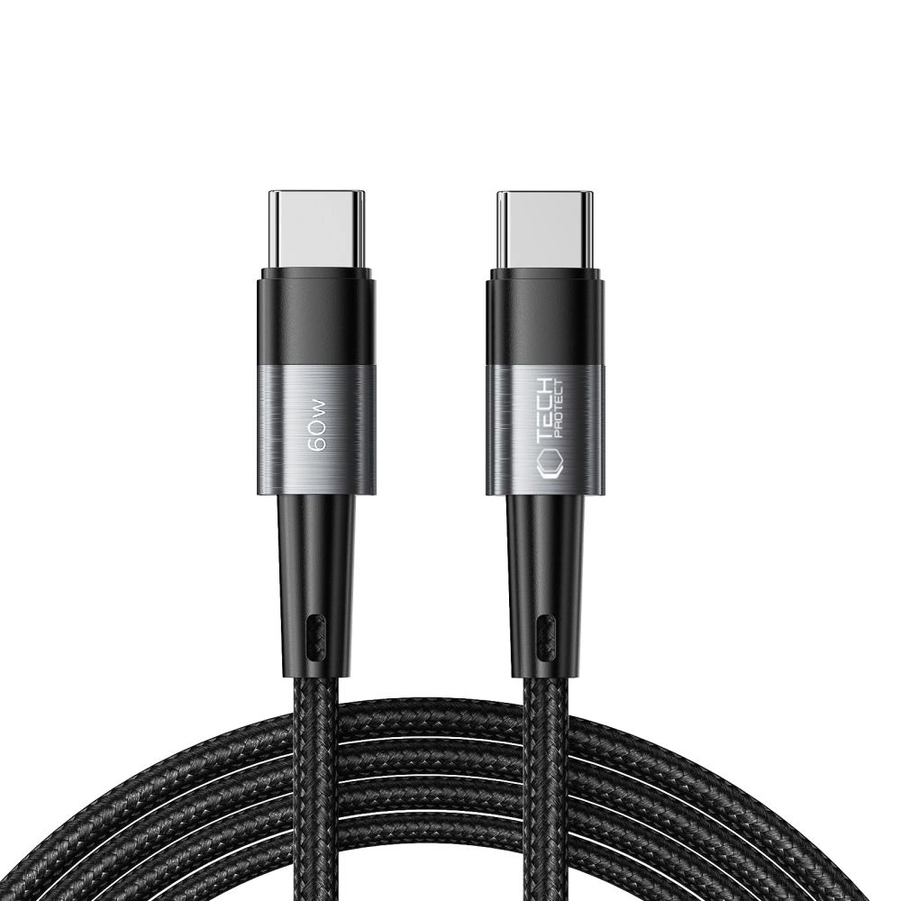Tech-Protect UltraBoost USB-C / USB-C PD 60W 3A 2 m kabelis – pilkas