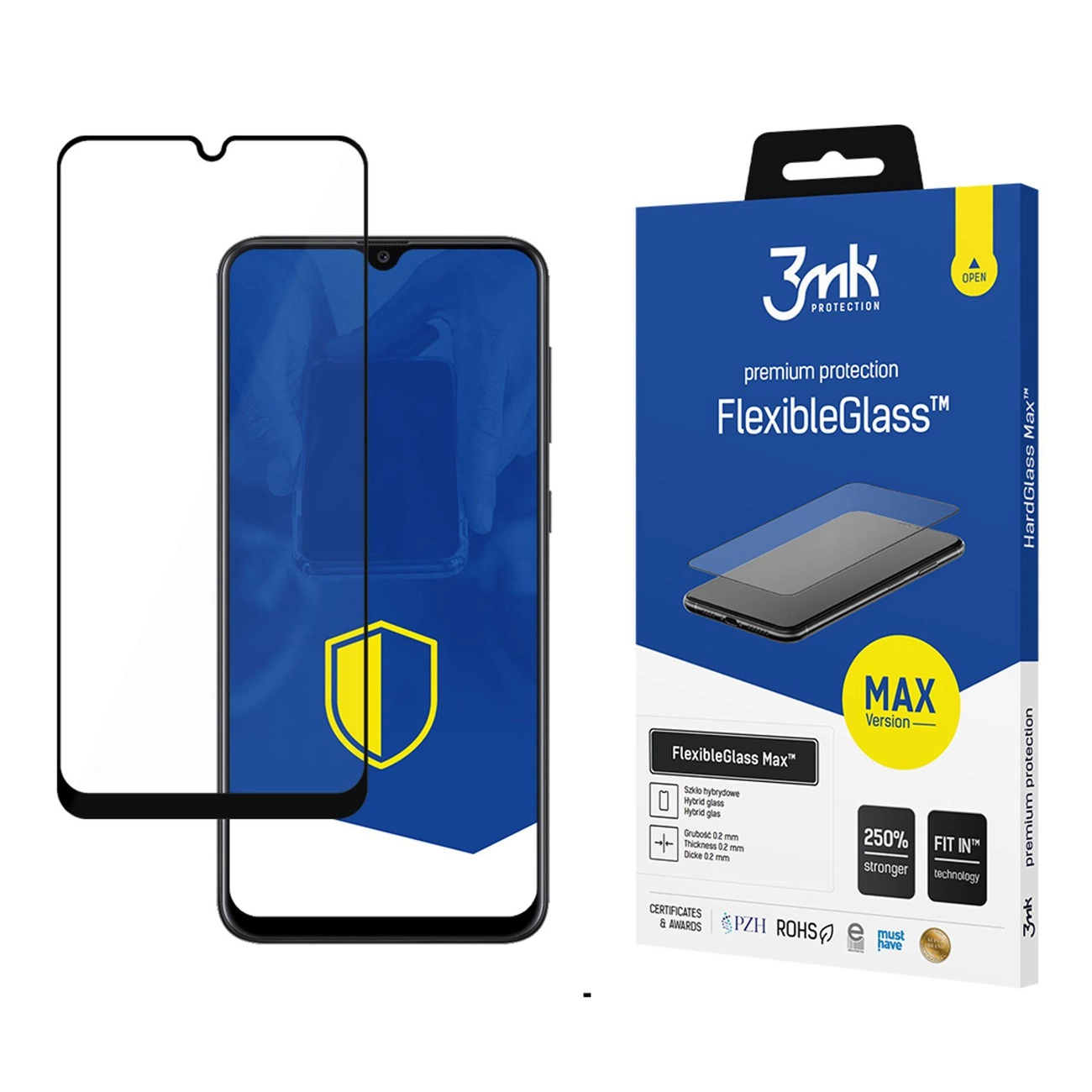 Hibridinis stiklas 3mk FlexibleGlass Max™ skirtas Samsung Galaxy A50