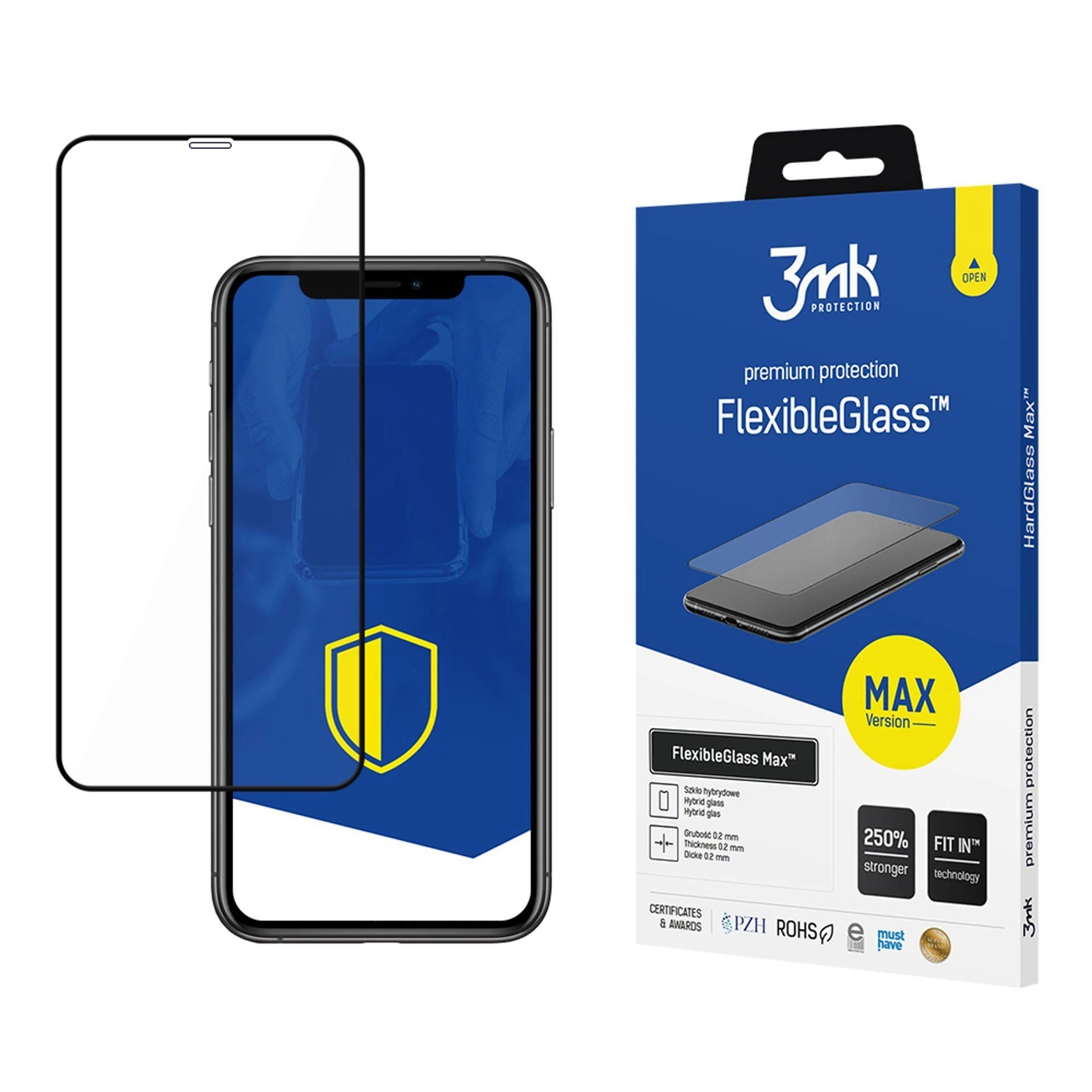 Hibridinis stiklas 3mk FlexibleGlass Max™ skirtas iPhone Xs