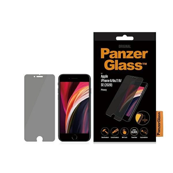 PanzerGlass Standard Super+ privatumo grūdintas stiklas, skirtas iPhone 6 / 6s / 7 / 8 / SE 2020 / SE 2022