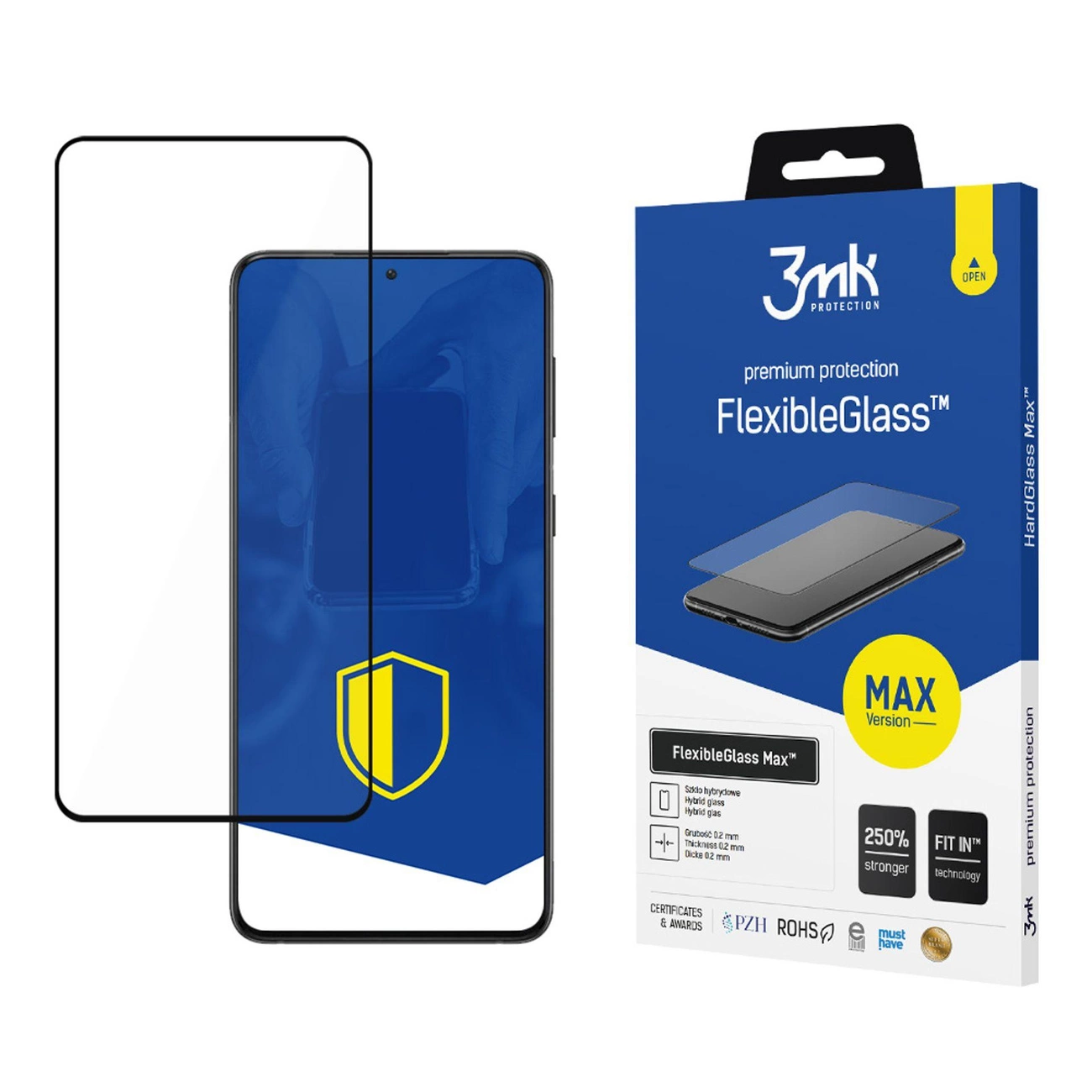Grūdintas stiklas 3mk FlexibleGlass Max juodas skirtas Samsung Galaxy S21+ 5G