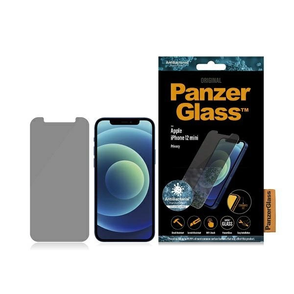 PanzerGlass Standard Super+ antibakterinis privatumo grūdintas stiklas, skirtas iPhone 12 mini