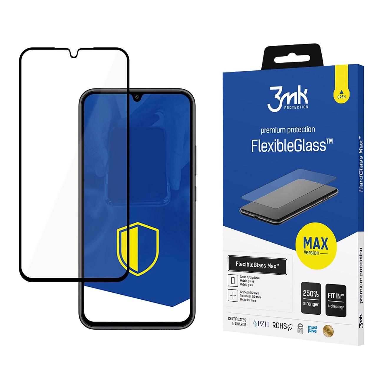 Hibridinis stiklas 3mk FlexibleGlass Max™ skirtas Samsung Galaxy A34 5G