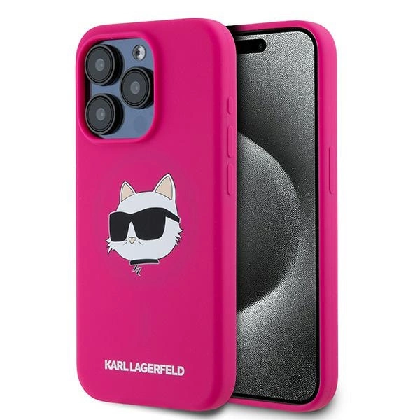 Karl Lagerfeld Silicone Choupette Head MagSafe dėklas skirtas iPhone 15 Pro Max – rožinis