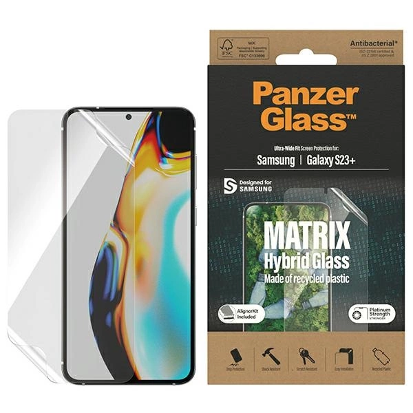 PanzerGlass Matrix hibridinis stiklas su pozicionieriumi, skirtas Samsung Galaxy S23+