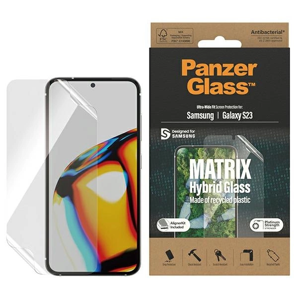 PanzerGlass Matrix hibridinis stiklas su pozicionieriumi, skirtas Samsung Galaxy S23