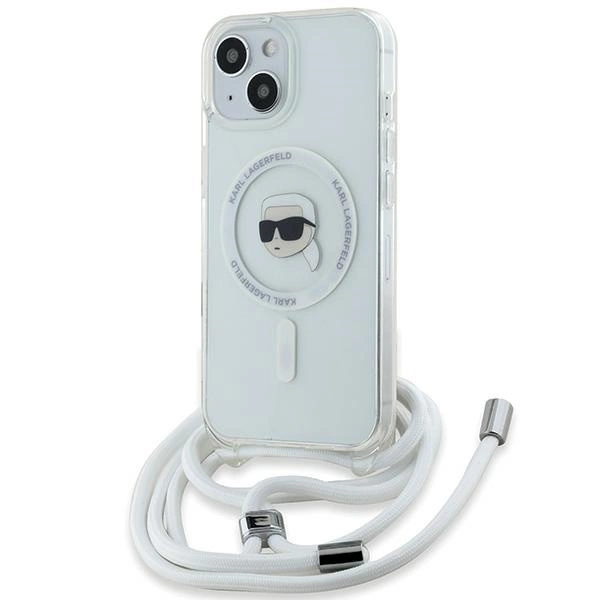 Karl Lagerfeld Crossbody IML Karl Head MagSafe dėklas skirtas iPhone 15 / 14 / 13 – permatomas