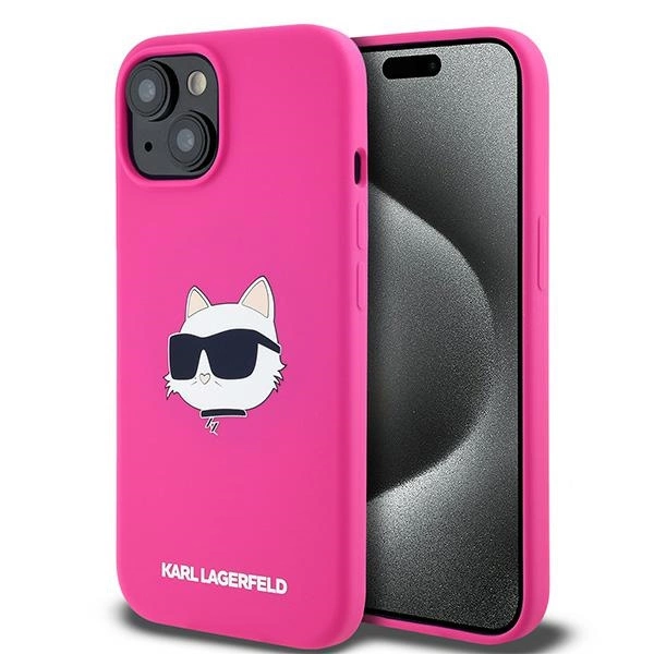 Karl Lagerfeld Silicone Choupette Head MagSafe dėklas skirtas iPhone 15 Plus / 14 Plus – rožinis