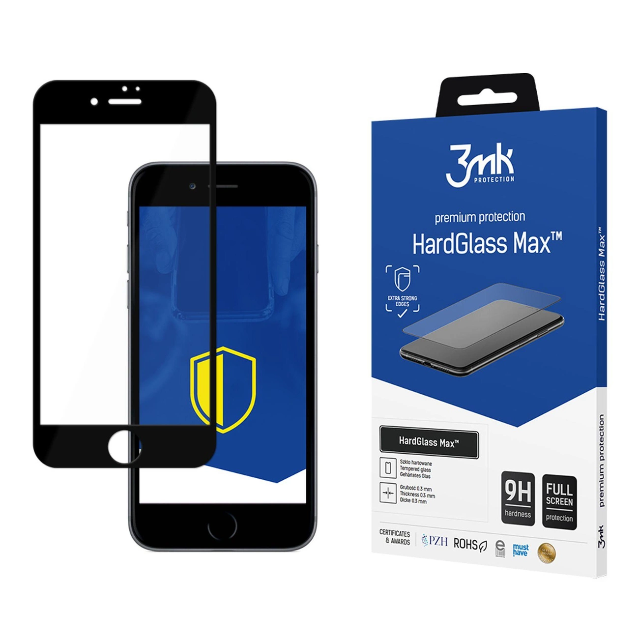 9H 3mk HardGlass Max™ stiklas skirtas iPhone 8