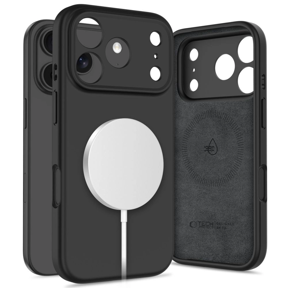 Tech-Protect silikoninis MagSafe dėklas iPhone 17 Pro – juodas