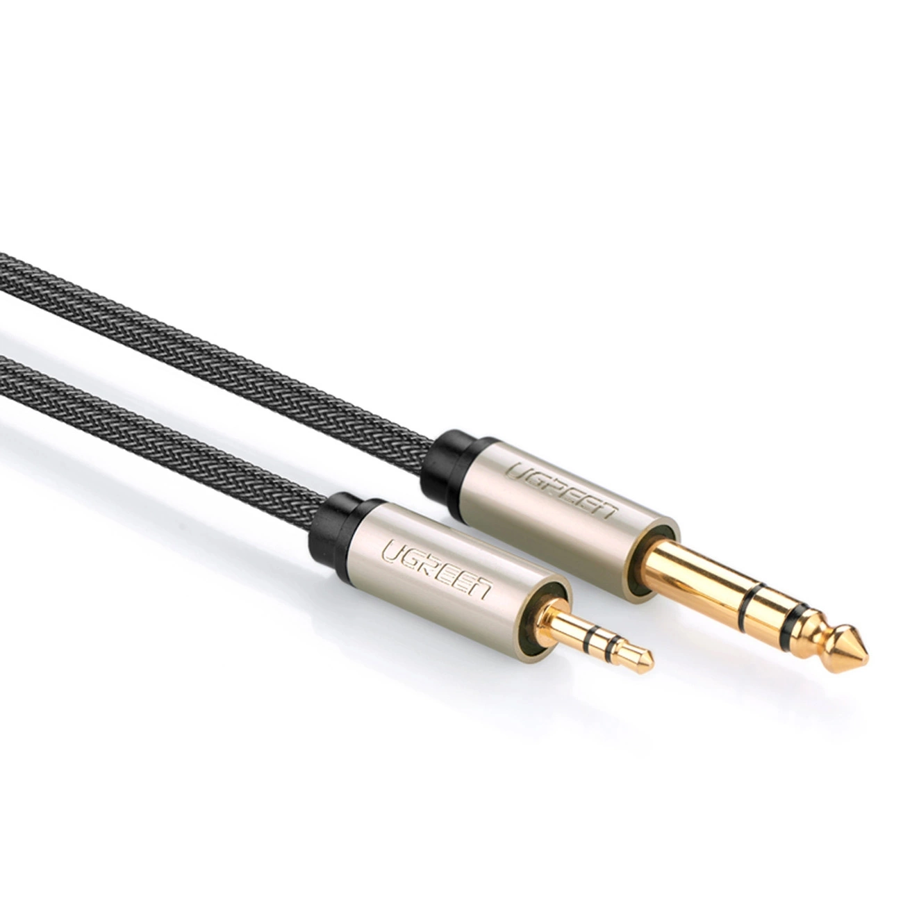 Ugreen AV127 10630 garso TRS kabelis mini jack 3,5mm / jack 6,35mm 5m - pilkas