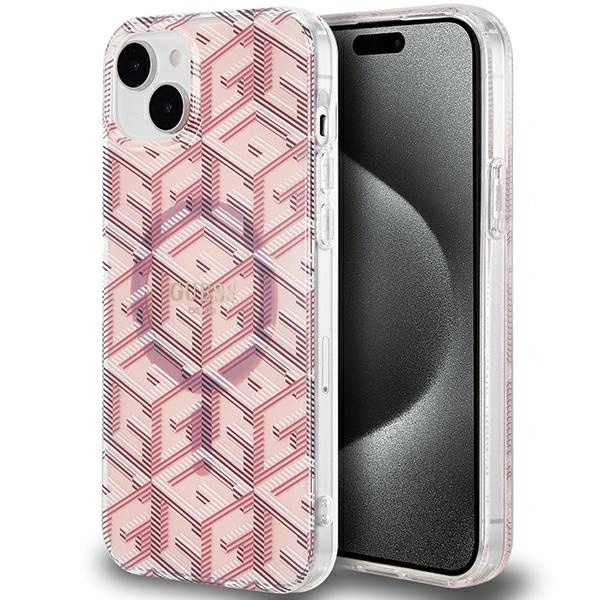 Guess IML GCube MagSafe dėklas iPhone 15 Plus / 14 Plus - rožinis