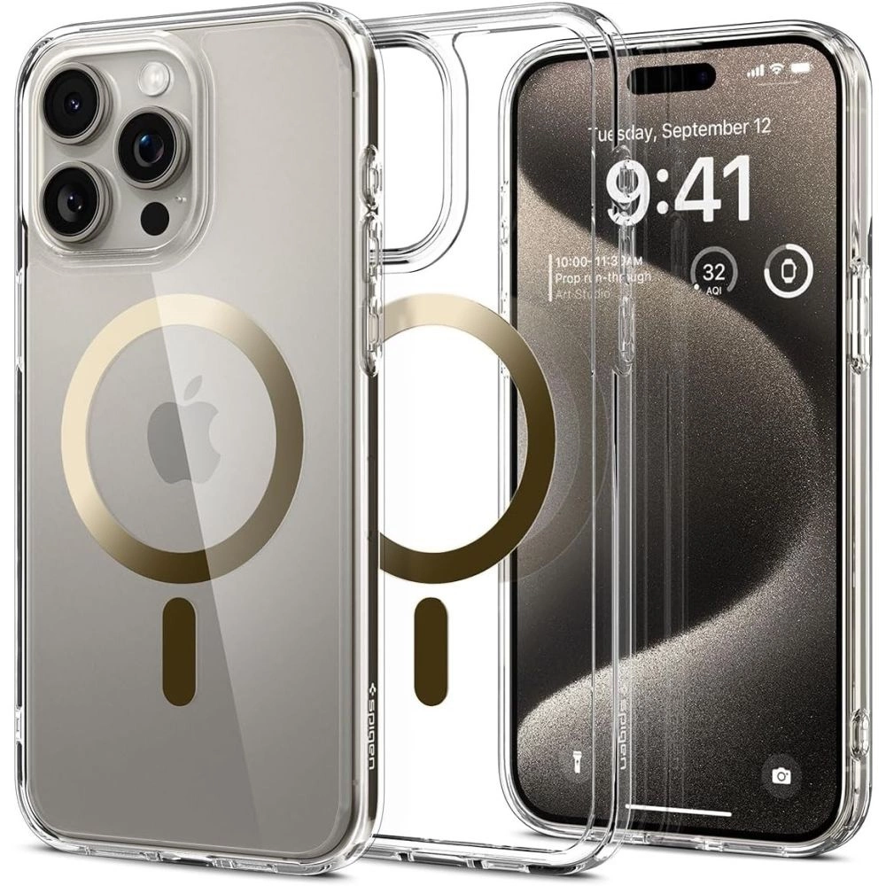 Spigen Ultra Hybrid Mag dėklas su MagSafe iPhone 15 Pro Max – auksinis