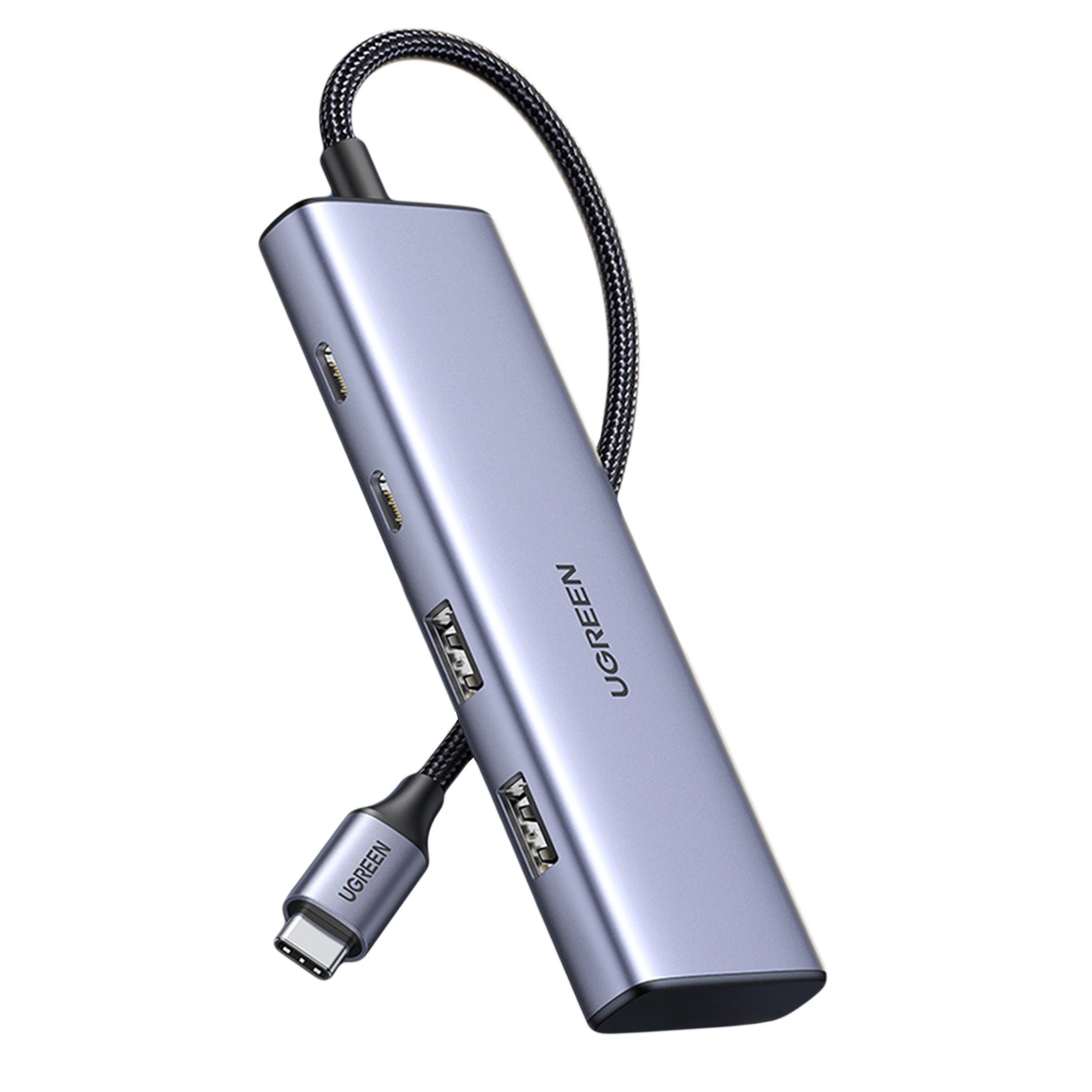 HUB USB-C – 2 x USB-A / 2 x USB-C 20 cm Ugreen CM473 – pilkas