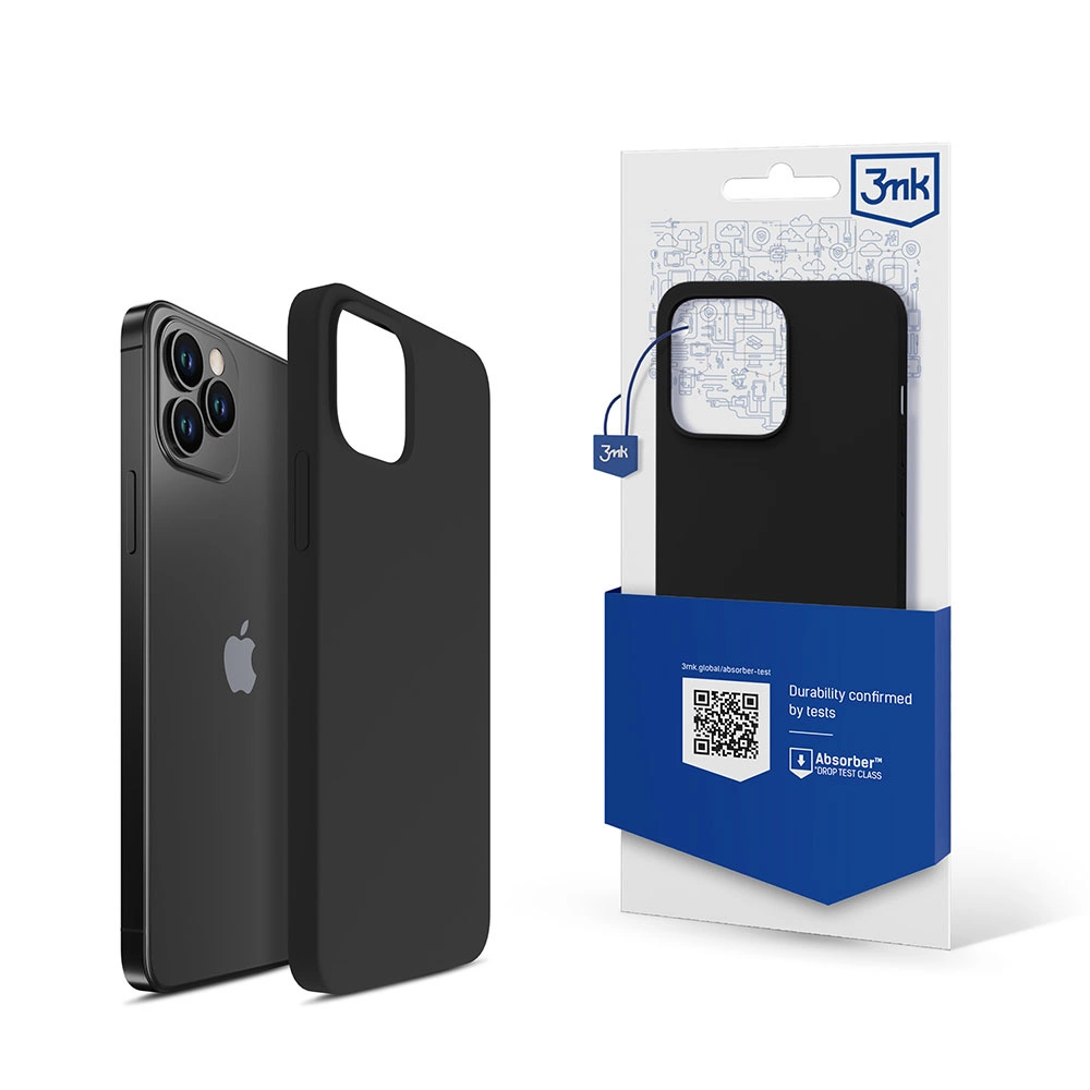 3mk Silicone dėklas iPhone 12 Pro Max – juodas