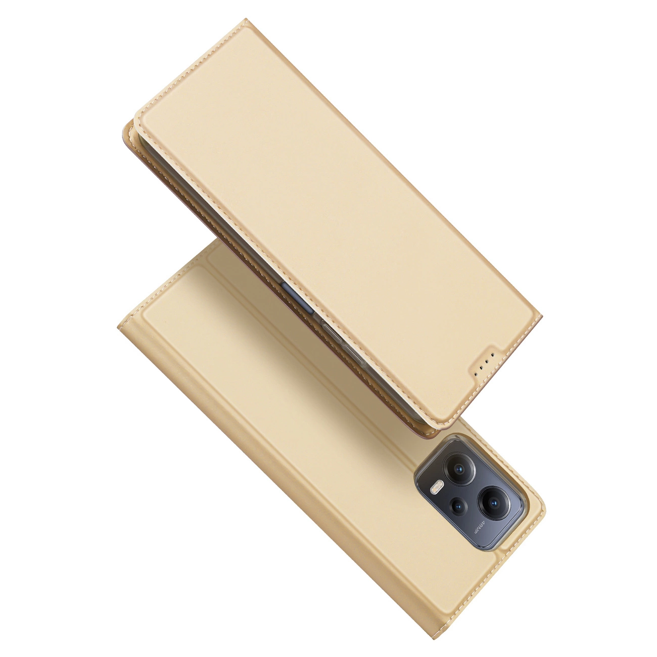 Dux Ducis Skin Pro dėklas Xiaomi Redmi Note 12 5G / Poco X5 5G – flip cover su kortelių kišenėmis, auksinis