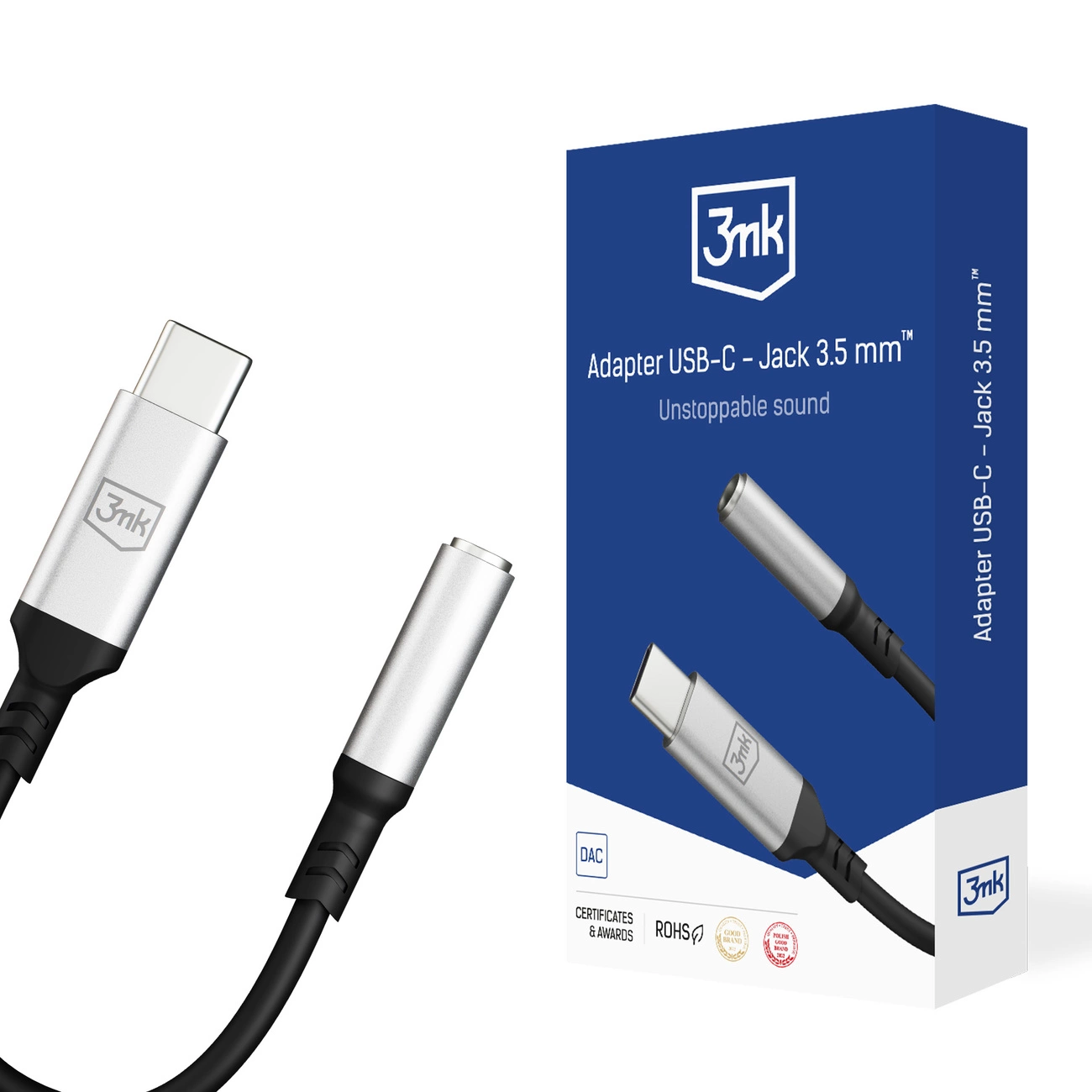 3mk USB-C adapteris – 3,5 mm minijack – sidabrinis