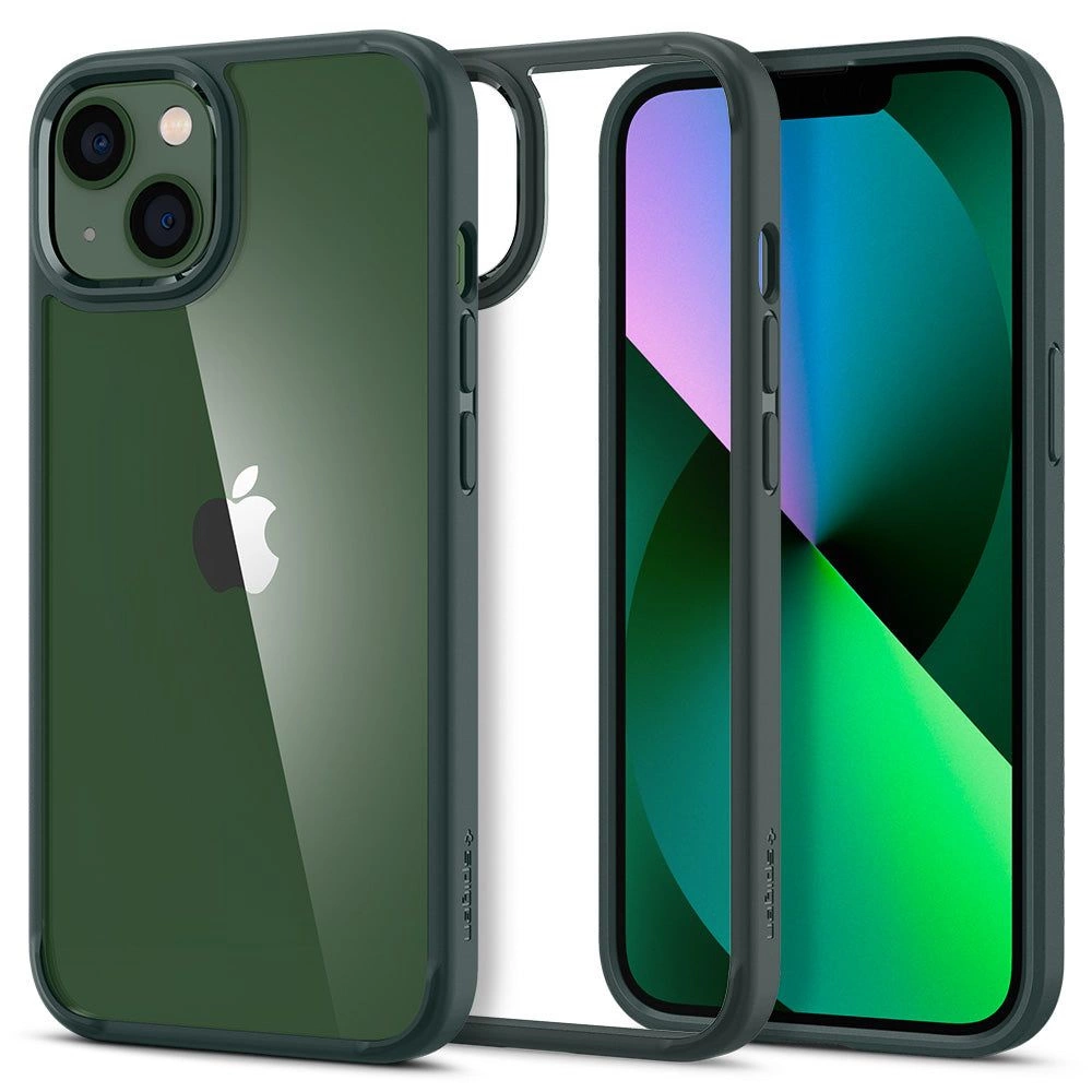 Spigen Ultra Hybrid dėklas iPhone 13 – tamsiai žalias