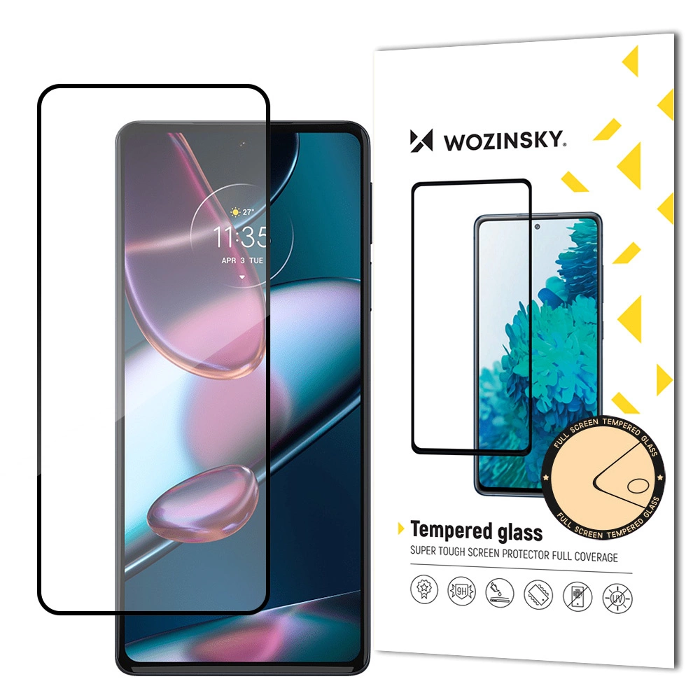 Wozinsky itin patvarus Full Glue grūdintas stiklas visam ekranui su rėmeliu, suderinamas su dėklu, Motorola Edge 30, juodas
