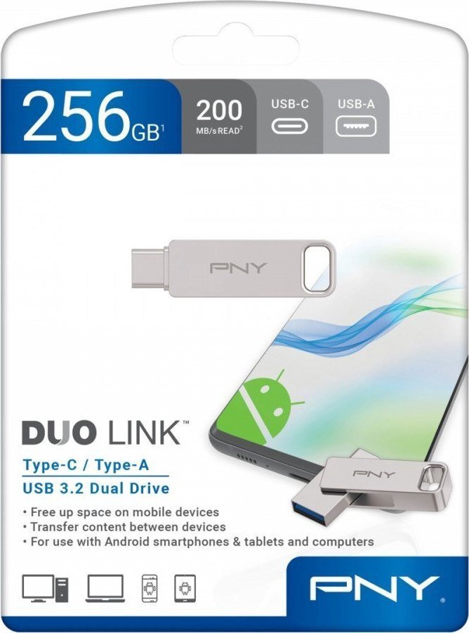 Pendrive PNY Drive 256GB USB 3.2 Duo-Link P-FDI256DULINKTYC-GE