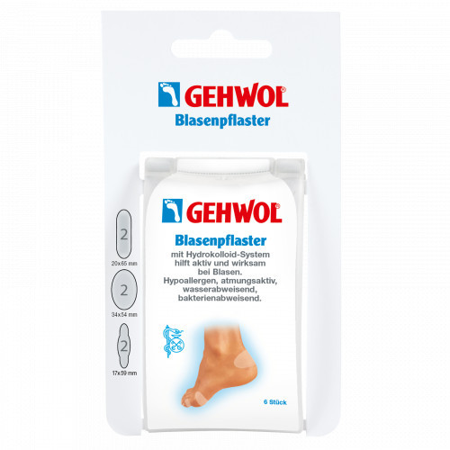 Gehwol Blister Plaster with Hydrocolloid System Skirtingo dydžio trynių pleistrai su hidrokoloidiniu geliu, 6vnt