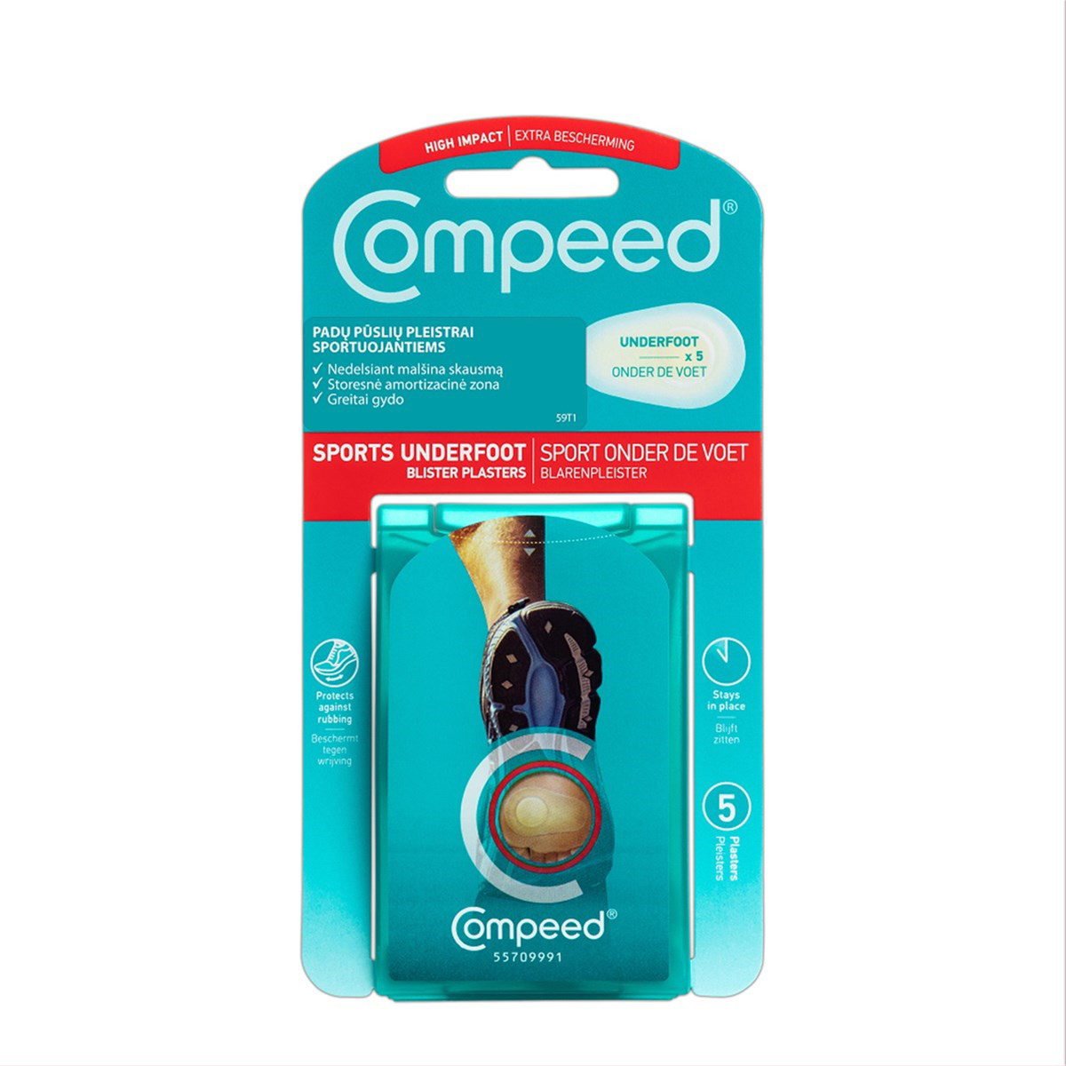 COMPEED, padų pūslių pleistrai sportuojantiems, 5 vnt.