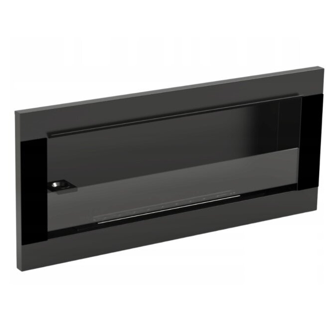 BIOHEAT 900x400x125 GLASS TUV BLACK biožidinys įmontuojamas - pakabinamas juodas