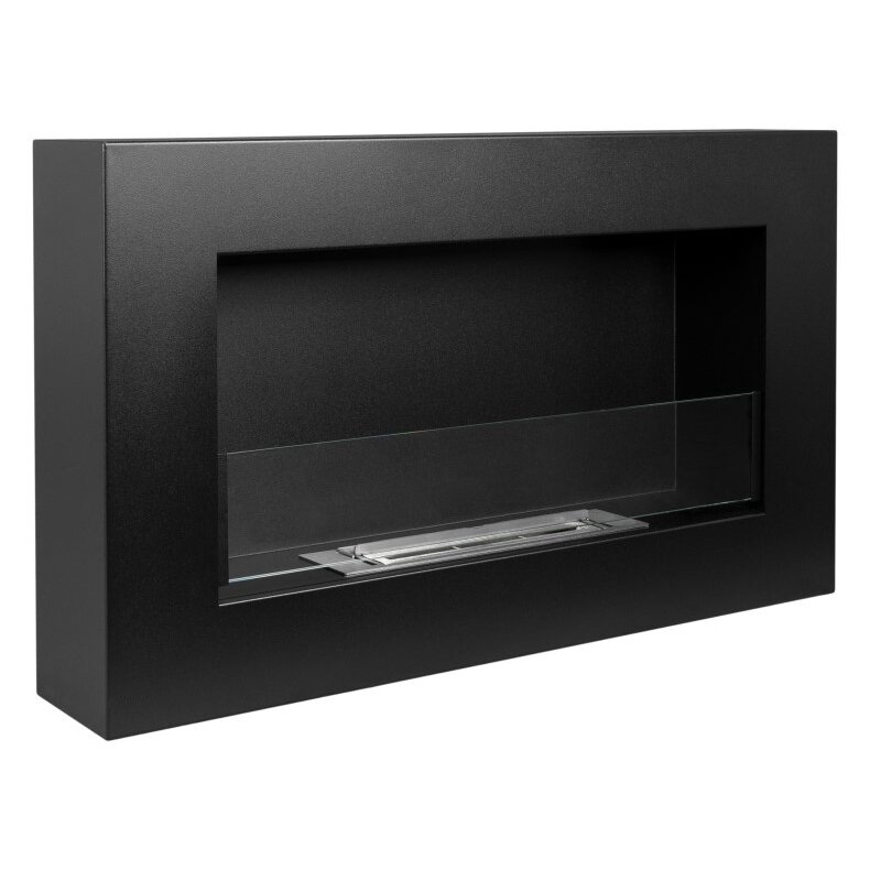 BIOHEAT 650x400 BOX GLASS BLACK biožidinys pakabinamas juodas