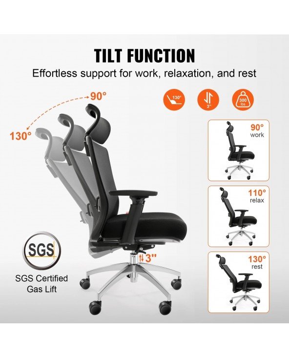 Ergonomiška biuro kėdė su slankiojančia sėdyne / tinklinė sėdynė / reguliuojamas juosmens atramos kampas ir aukštis namų biuro