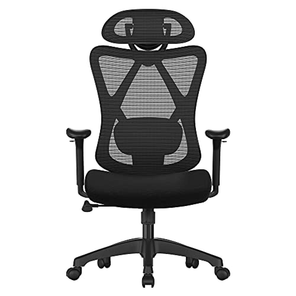 Biuro kėdė, ergonomiška, su reguliuojamu juosmens palaikymu ir galvos atrama, 150kg, 68x66x(114-123,5) cm