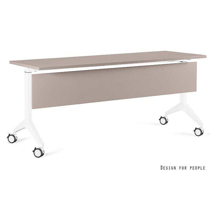 Sulankstomi konferenciniai biuro stalai | YUMI S - WHITE - FRAME, TOP AND MODESTY PANEL - 180X70 CM
