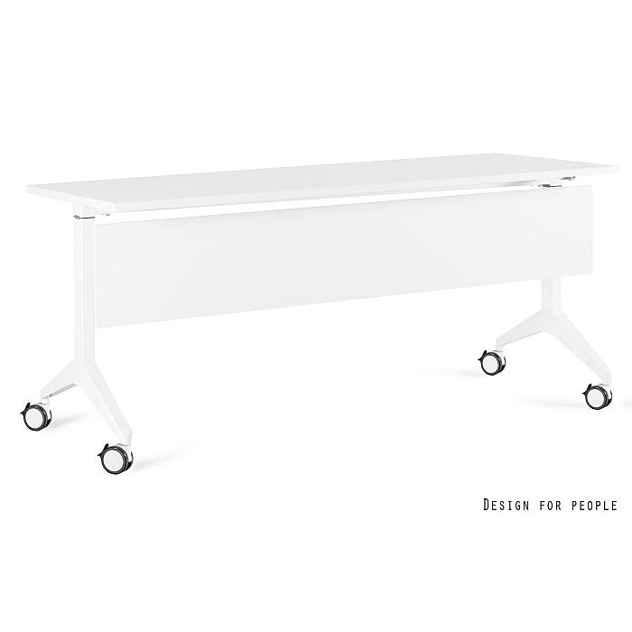 Sulankstomi konferenciniai biuro stalai | YUMI S - WHITE - FRAME, TOP AND MODESTY PANEL - 180X70 CM