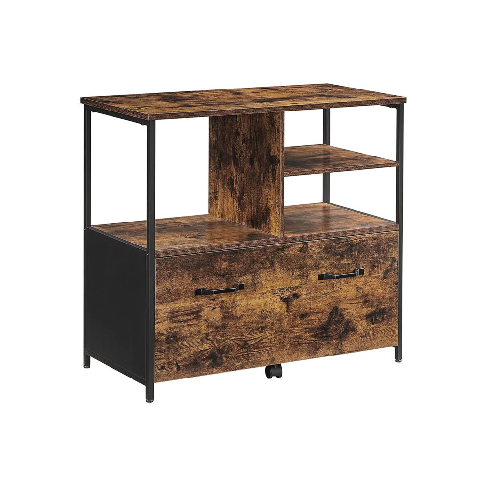 Pramoninio stiliaus dokumentų spinta vintage ruda-juoda
