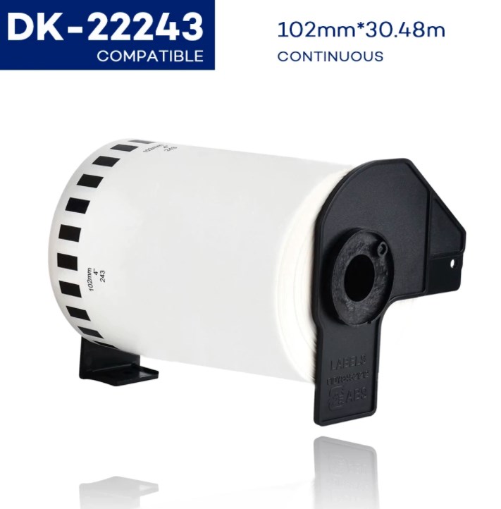 Su Brother suderinamos etiketės DK 22243 102 mm x 30.48 m.