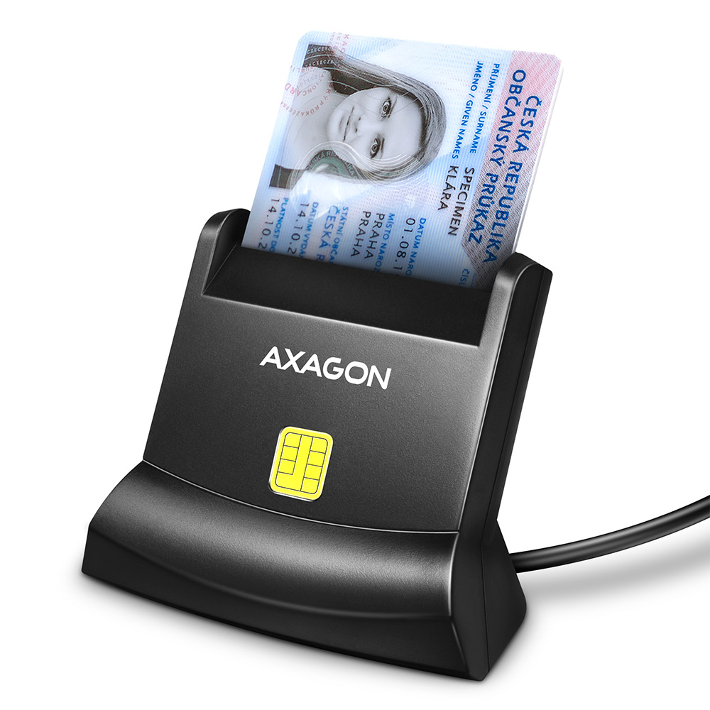 Kortelių skaitytuvas AXAGON Universalus USB kontaktinis Smart/ID kortelių skaitytuvas USB 2.0/USB 1.1