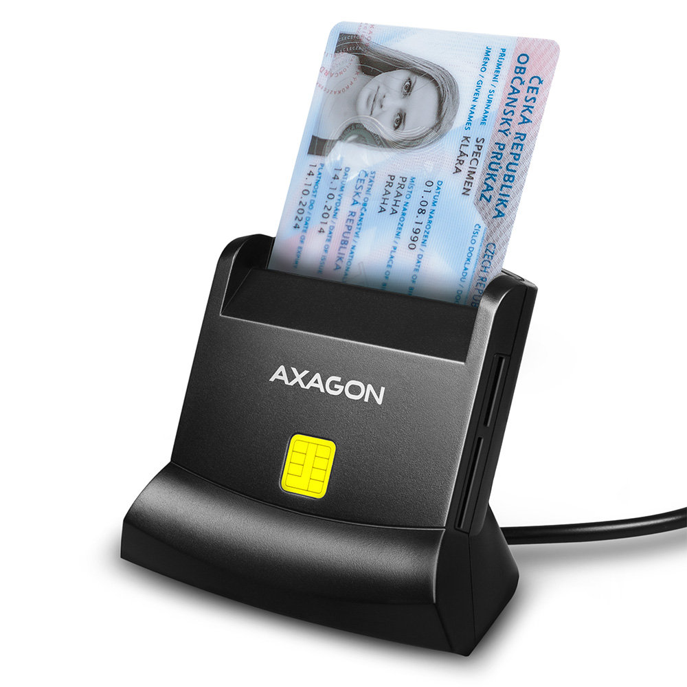 Kortelių skaitytuvas AXAGON CRE-SM2, universalus stacionarus USB kontaktinis Smart/ID ir SD/microSD/SIM, USB 2.0/USB 1.1