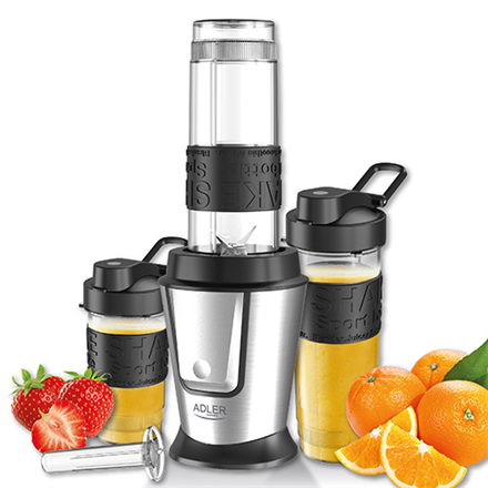 Adler | Blender | AD 4081 | Tabletop | 800 W | Jar material BPA Free Plastic | Jar capacity 0.4 + 0.57 L | Ice crushing | Black/Stainless steel|AD 4081