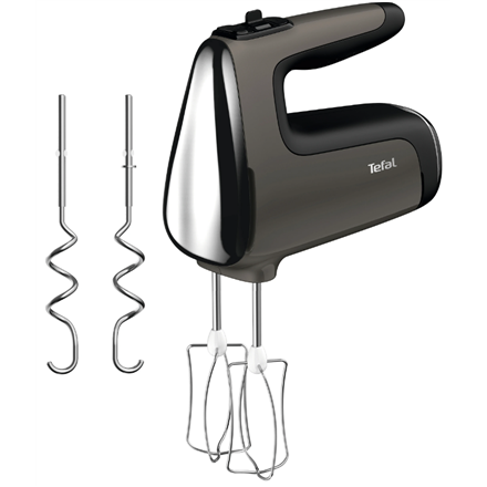 TEFAL | HT650E38 PowerMix Silence | Hand Mixer | 600 W | Number of speeds 5 | Turbo mode | Black/Grey|HT650E38