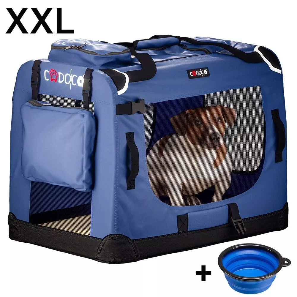 Šunų transportavimo dėžė, "Dog Carrier", audinys, tamsiai mėlyna, XXL, sulankstoma, 90x60x66cm