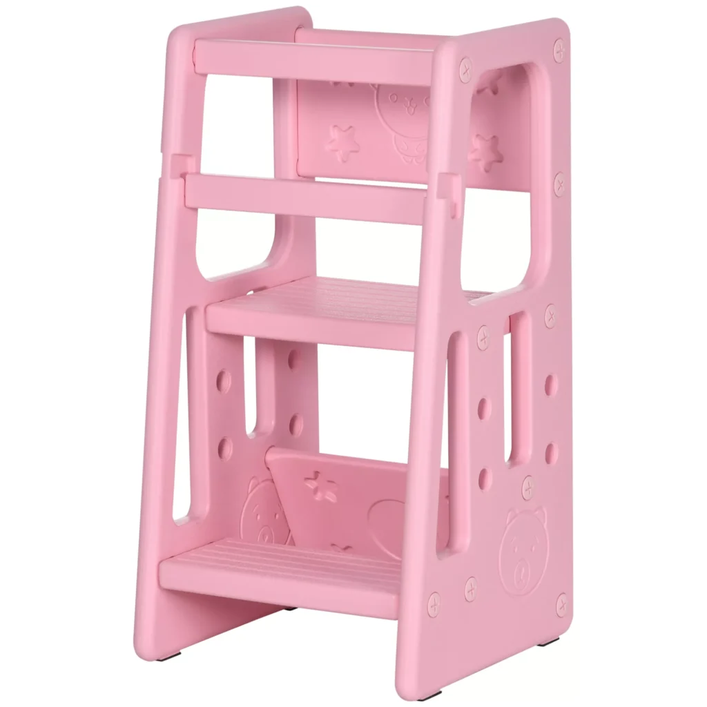 Montessori stiliaus vaikiška laiptelinė taburetė, reguliuojamo aukščio, virtuvės pagalbininkė, skirta 1,5-5 metų vaikams, HDPE