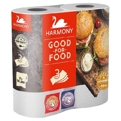 Popieriniai rankšluosčiai HARMONY GOOD FOR FOOD, 3 sluoksnių, 2 vnt.