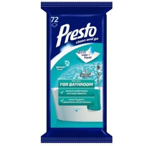 Valomosios vonios servetėlės PRESTO CLEAN, 72 vnt.