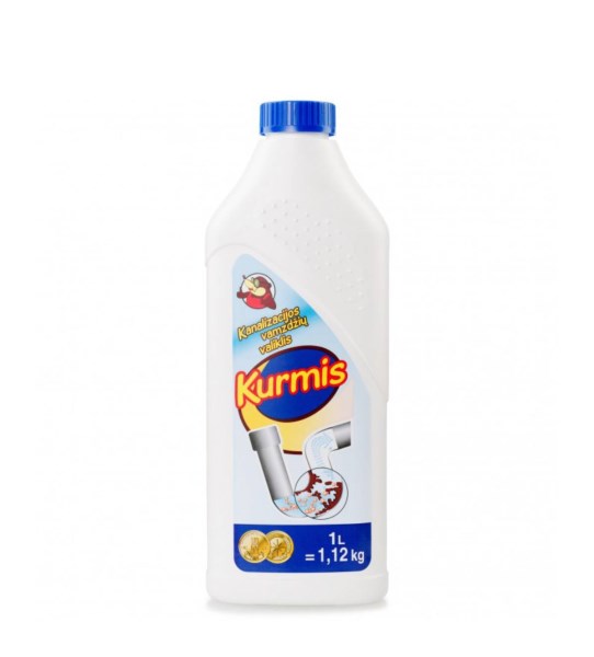 Kanalizacijos vamzdžių valiklis 1000 ml skystas KURMIS
