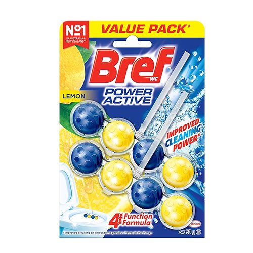 WC valiklis-gaiviklis BREF POWER ACTIVE LEMON, 50 g, 2 vnt.