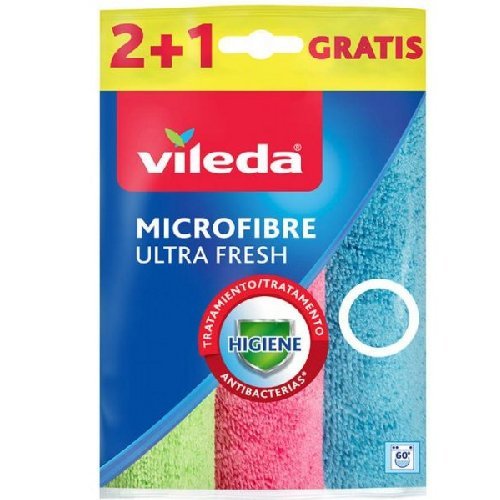 Mikropluošto šluostės VILEDA MICROFIBRE ULTRA FRESH, 3 vnt.