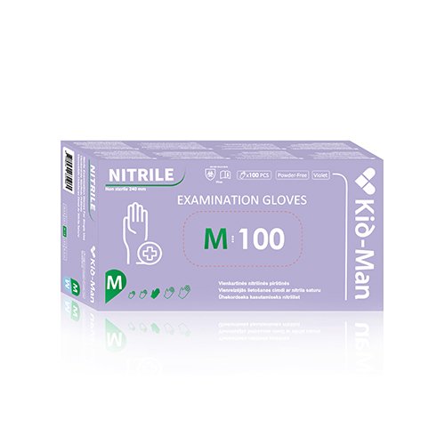 Nitrilinės pirštinės KID-MAN, M dyd., 100 vnt.