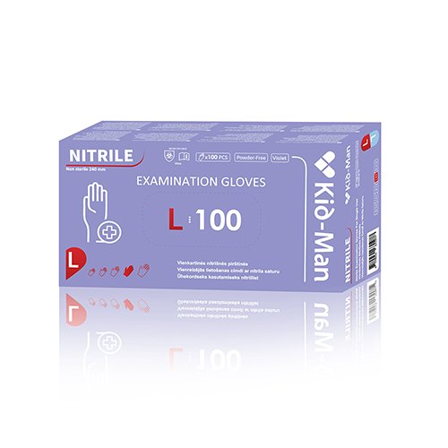 Nitrilinės pirštinės KID-MAN, L dyd., 100 vnt.